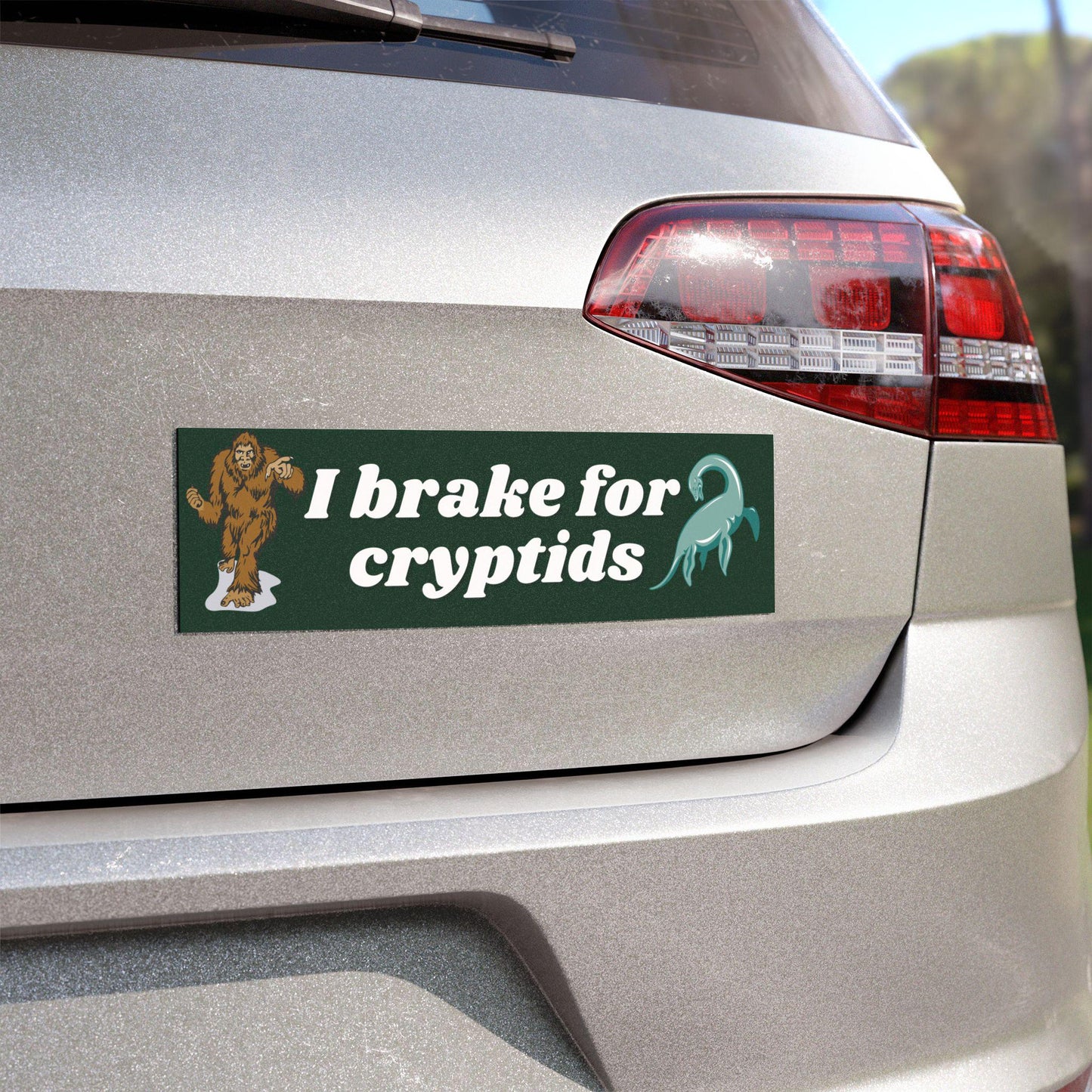 I Brake for Cryptids Car Magnet - Funny Vehicle Bumper Sticker