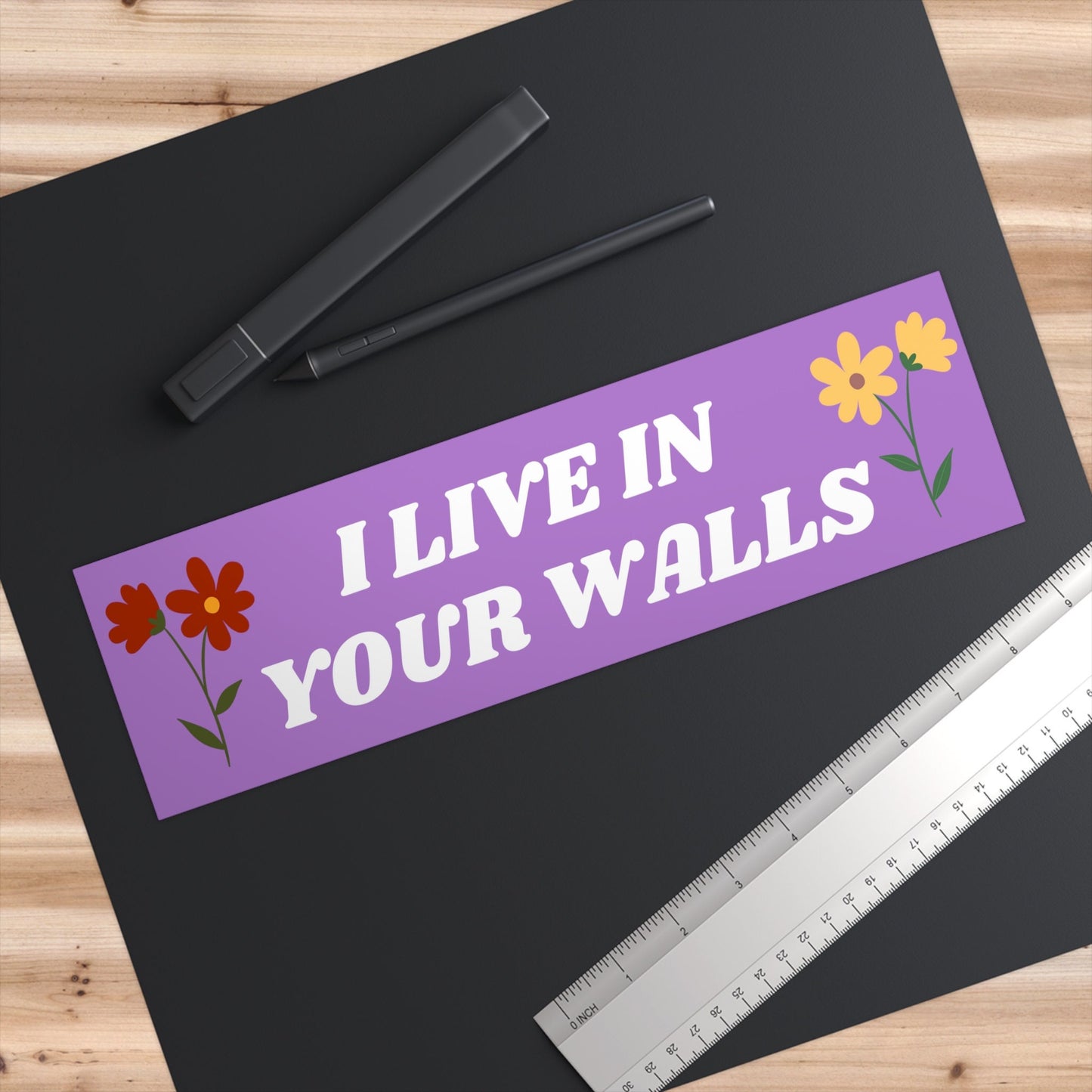 I Live in Your Walls Bumper Sticker Funny, Cute Car Accessories, Pink Car Decor, Funny Car Sticker Decal, Gen Z Bumper Sticker