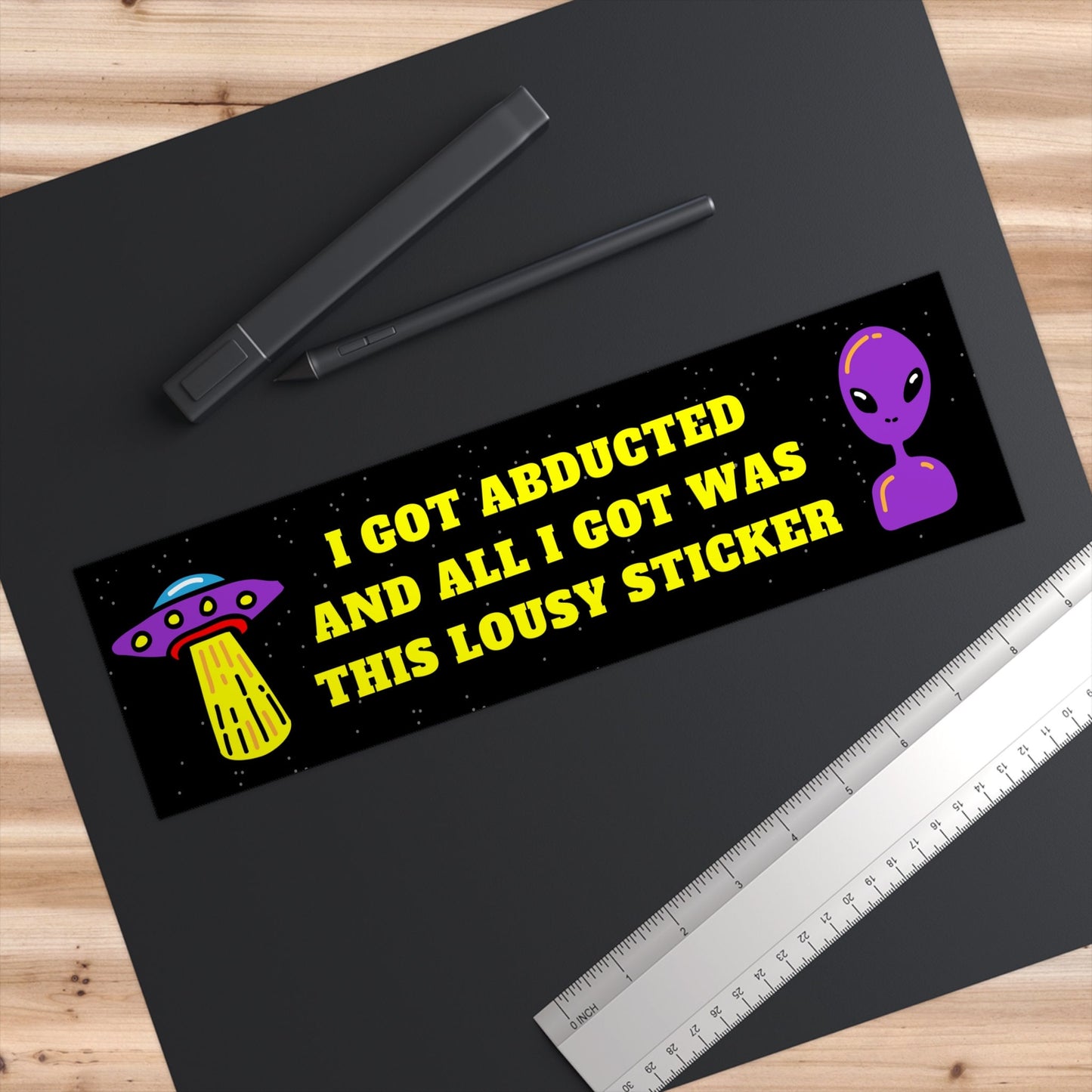Abducted Bumper Sticker, Funny UFO Alien Gift