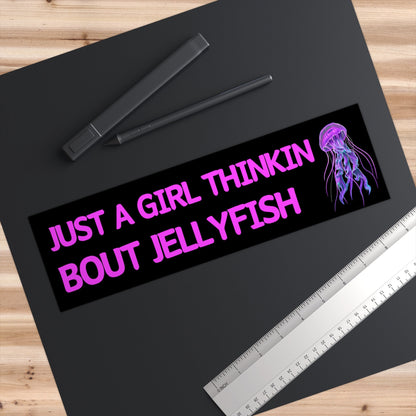 Thinking About Jellyfish Bumper Sticker, Funny Car Decal