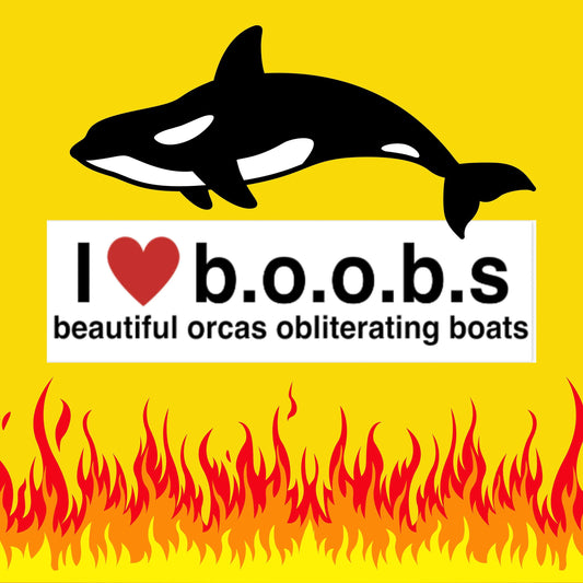 I Love BOOBS Orca Vinyl Bumper Sticker, Funny Car Decal