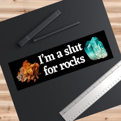 Slut for Rocks Bumper Sticker, I Brake for Rocks Sticker, Gemstone Stickers, Funny Geology Gifts for Friends