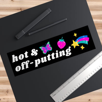 Hot & Off-Putting Bumper Sticker, Funny Car Decal