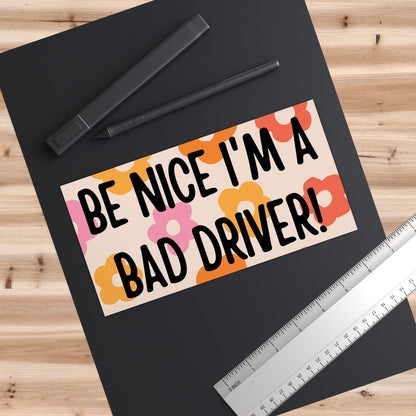 Bad Driver Bumper Sticker, Retro Gen Z Car Decal