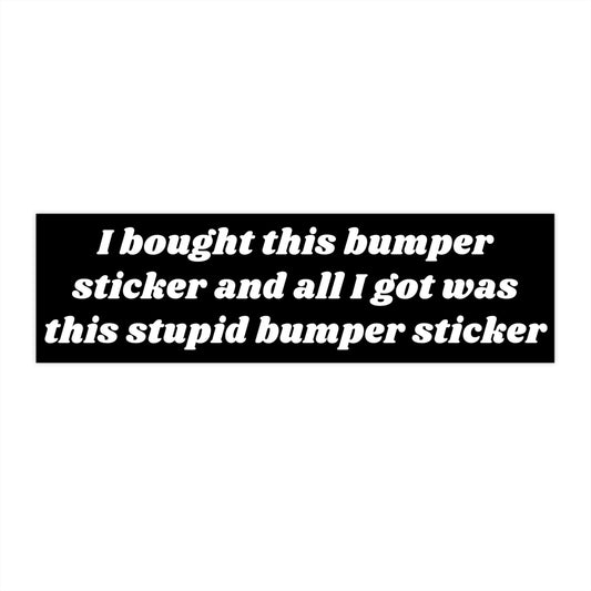 Funny 'Stupid' Bumper Sticker, Sarcastic Car Decal, Novelty Gift
