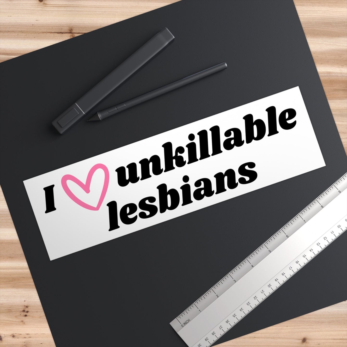 I Heart Unkillable Lesbians Bumper Sticker, Waterproof Vinyl