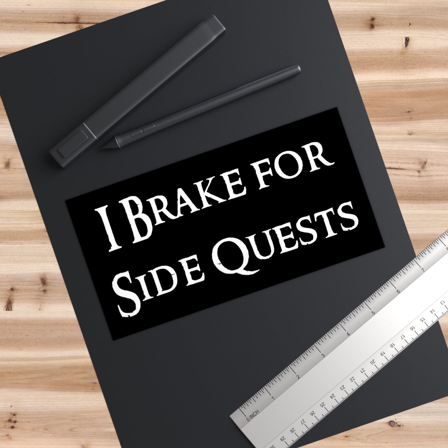I Brake for Side Quests Bumper Sticker, Funny Car Decal