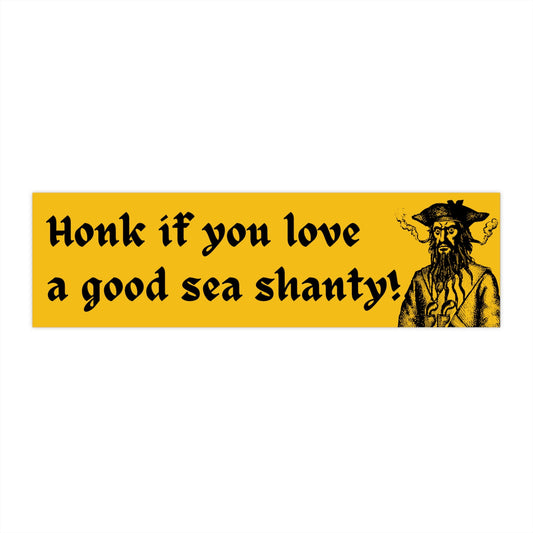 Funny Pirate Sea Shanty Bumper Sticker, Blackbeard Car Decal