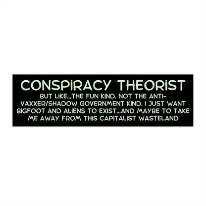 Conspiracy Theory Bumper Sticker, Bigfoot Car Decal, I Brake for Cryptids