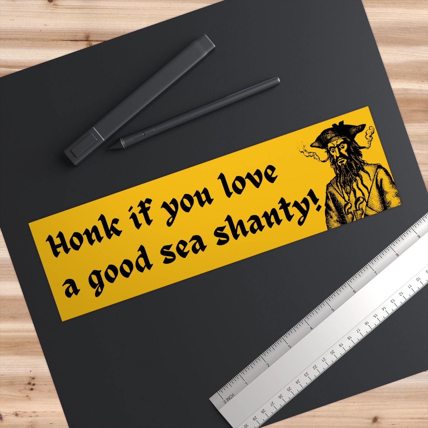 Funny Pirate Sea Shanty Bumper Sticker, Blackbeard Car Decal
