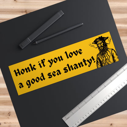 Funny Pirate Sea Shanty Bumper Sticker, Blackbeard Car Decal