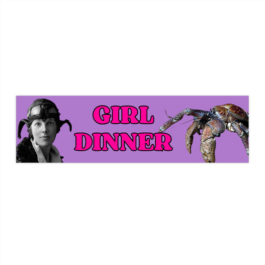 Girl Dinner Bumper Sticker, Funny Novelty Car Decal