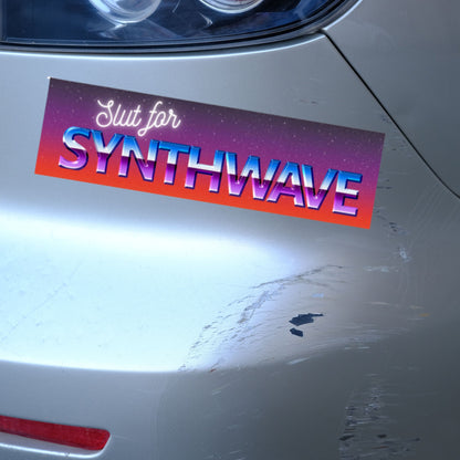 Synthwave Bumper Sticker: Retro Cyber Car Decal