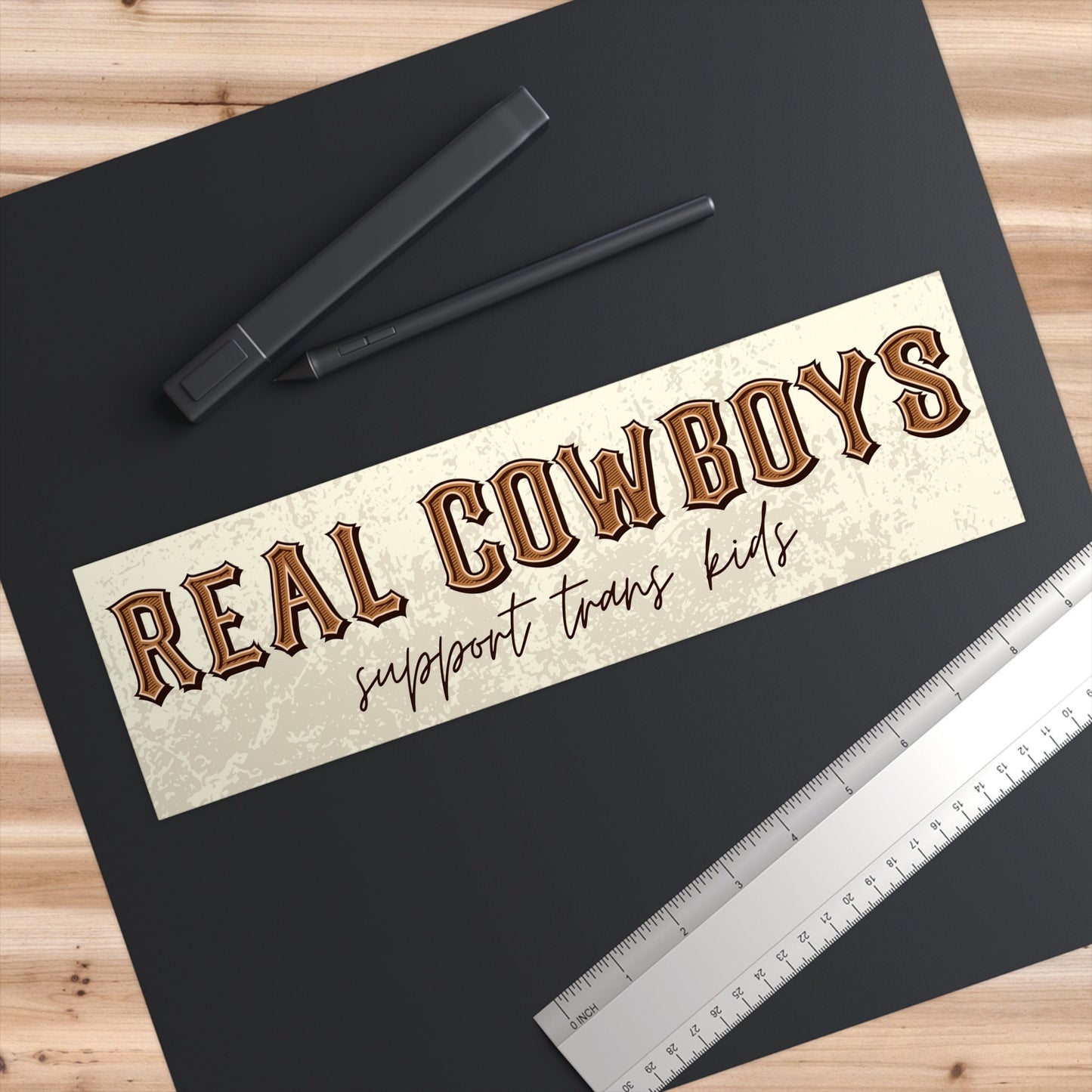 Real Cowboys Support Trans Kids Vinyl Bumper Sticker