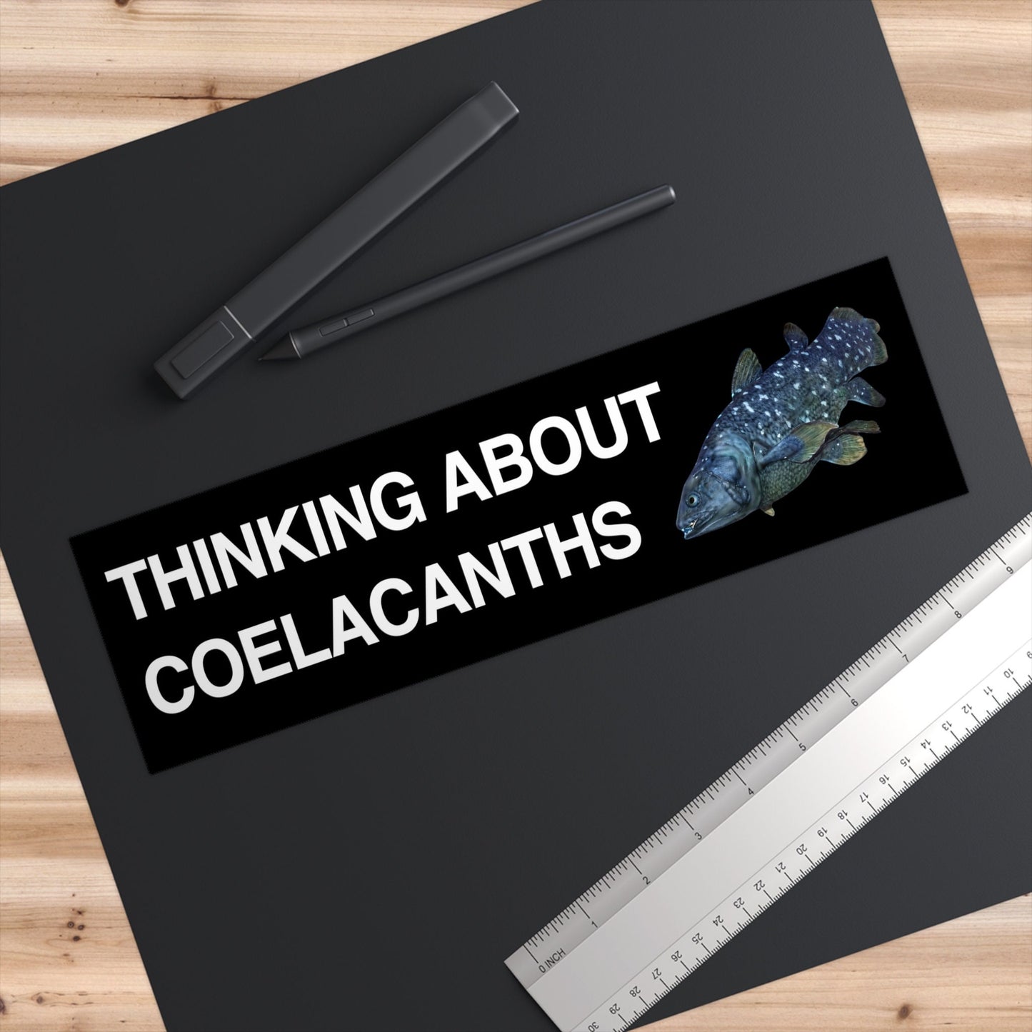 Thinking About Coelacanths Bumper Sticker, Funny Science Gift