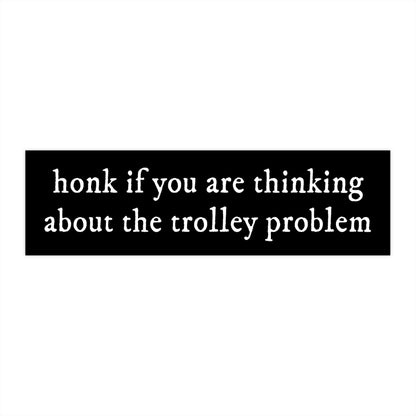 Trolley Problem Bumper Sticker, Cursed Meme, Funny Car Decal