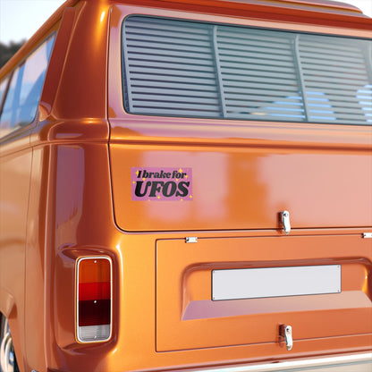 I Brake for UFOs Bumper Sticker, Funny Car Decal