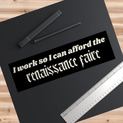 Ren Faire Bumper Sticker, Funny Car Decal, Waterproof Vinyl