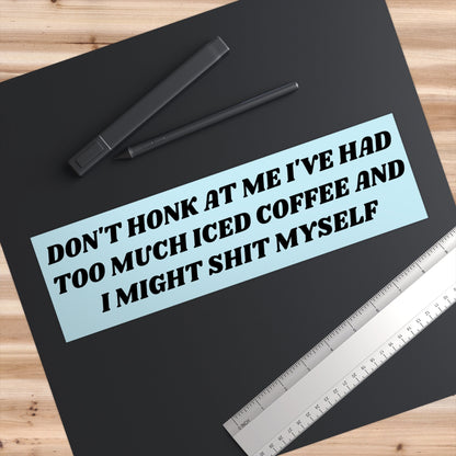 Iced Coffee Bumper Sticker, Funny Gen Z Car Decal