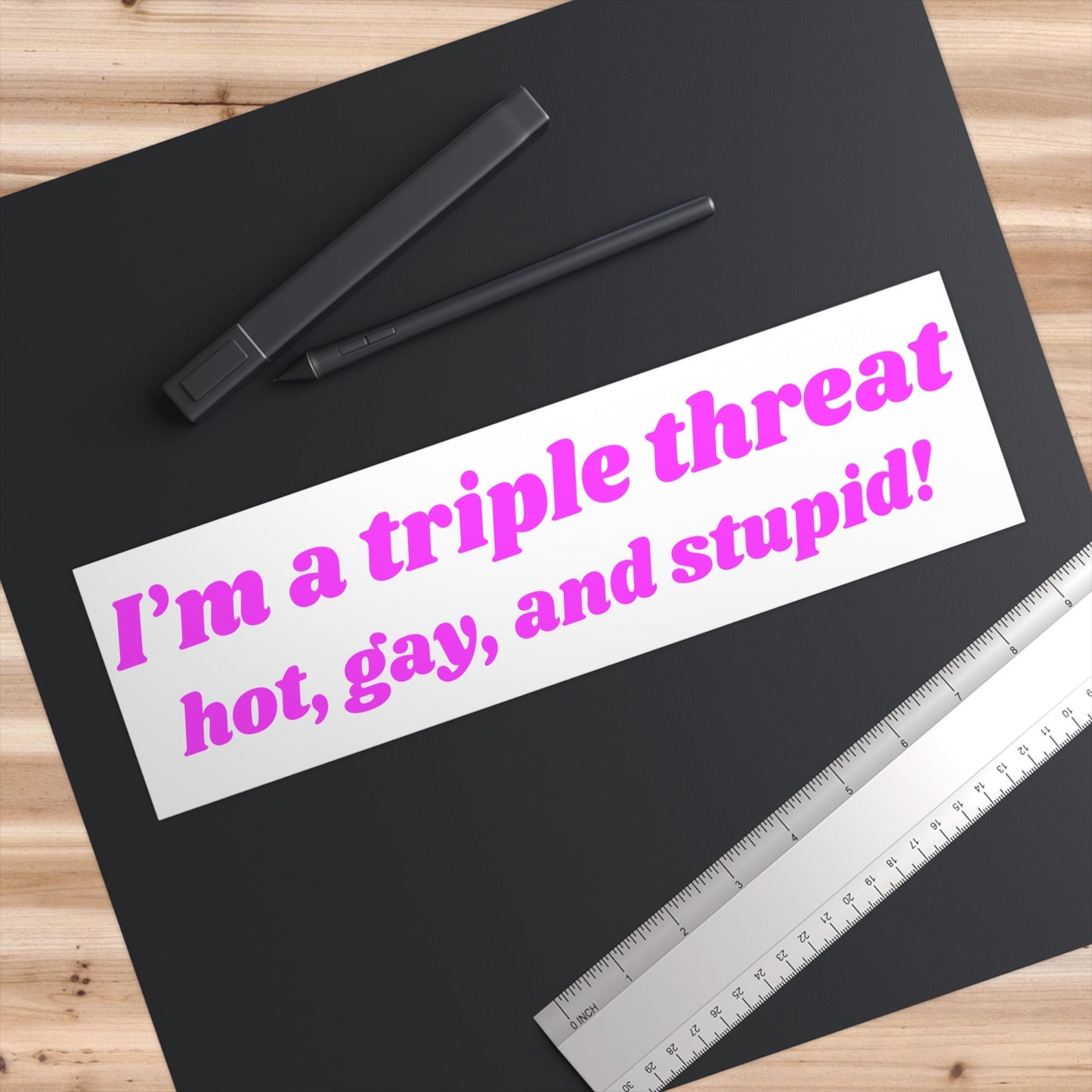 Triple Threat Bumper Sticker, Funny Car Decor, Gen Z Humor