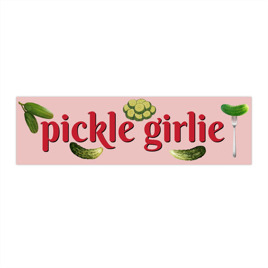 Pickle Girly Bumper Sticker, Waterproof Vinyl, Funny Car Decal