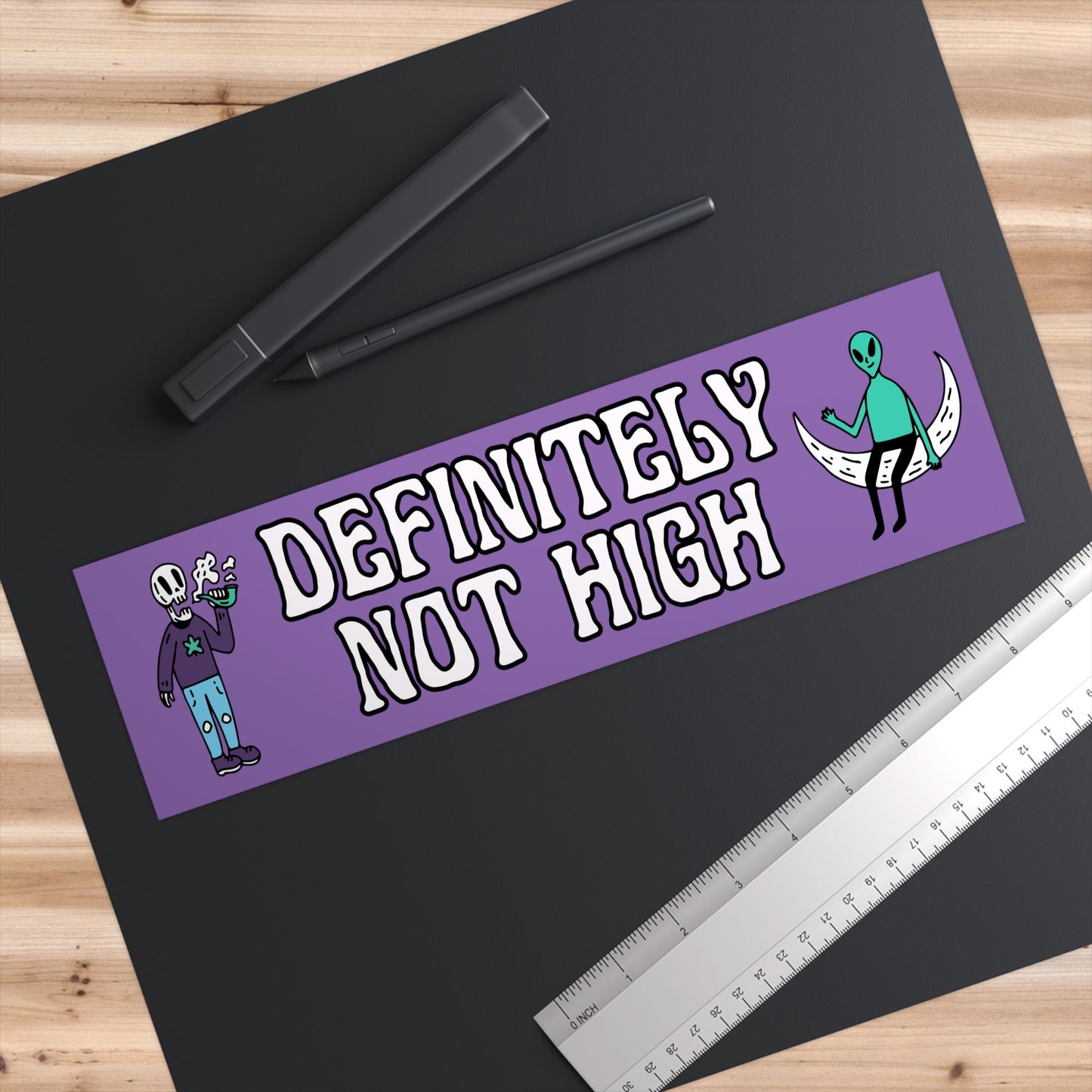 Funny 'Definitely Not High' Bumper Sticker - Waterproof Vinyl Car Decal