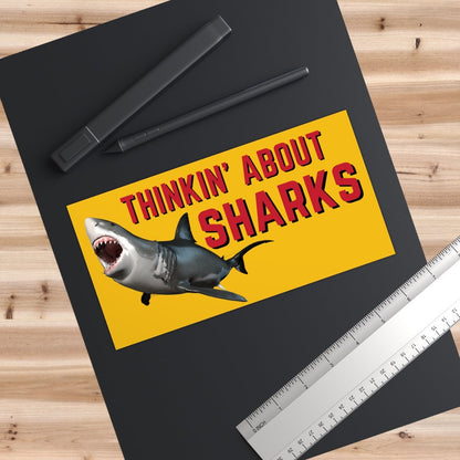 Thinking About Sharks Bumper Sticker, Weird Meme Gift