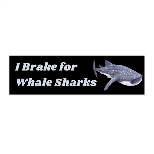 I Brake for Whale Sharks Bumper Sticker, Funny Car Decal