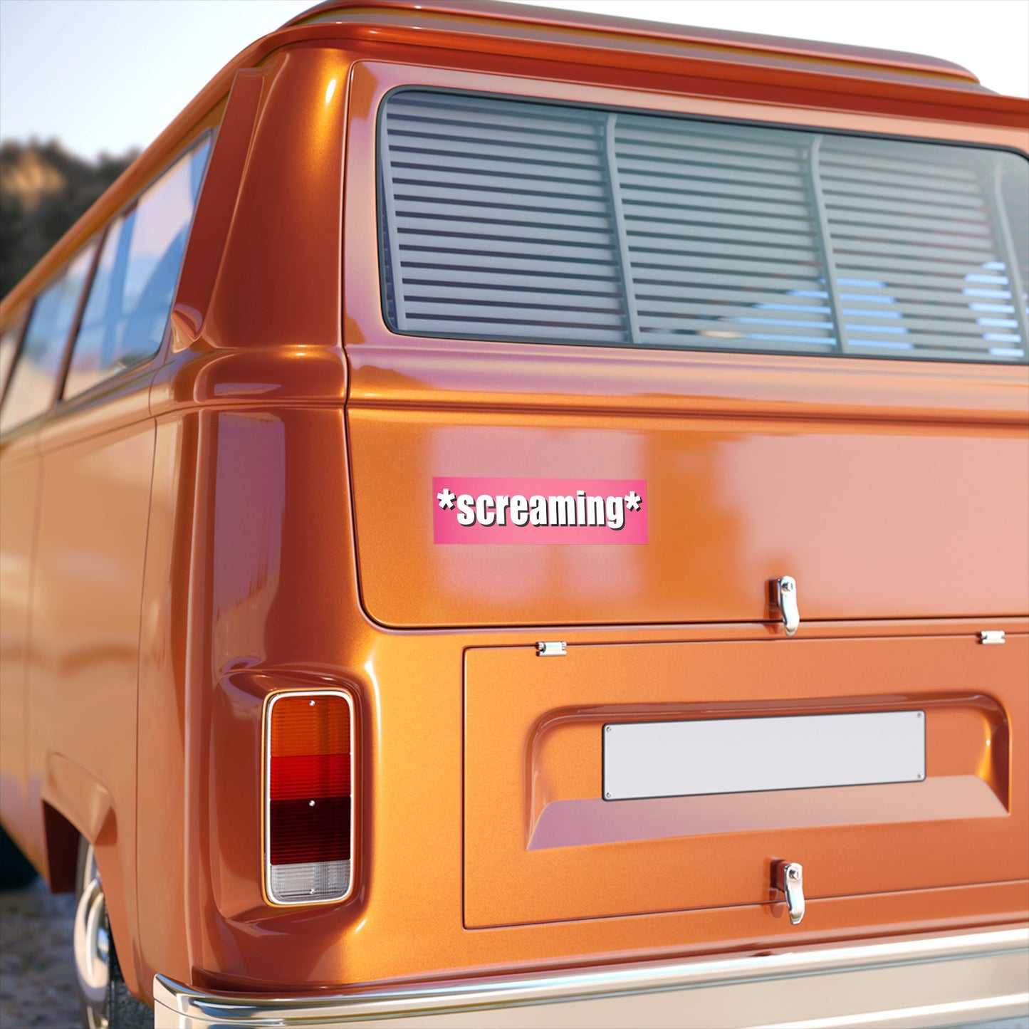 Screaming Meme Bumper Sticker, Pink Car Decor
