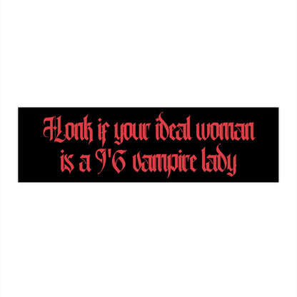 Tall Vampire Lady Bumper Sticker, Funny Car Decal