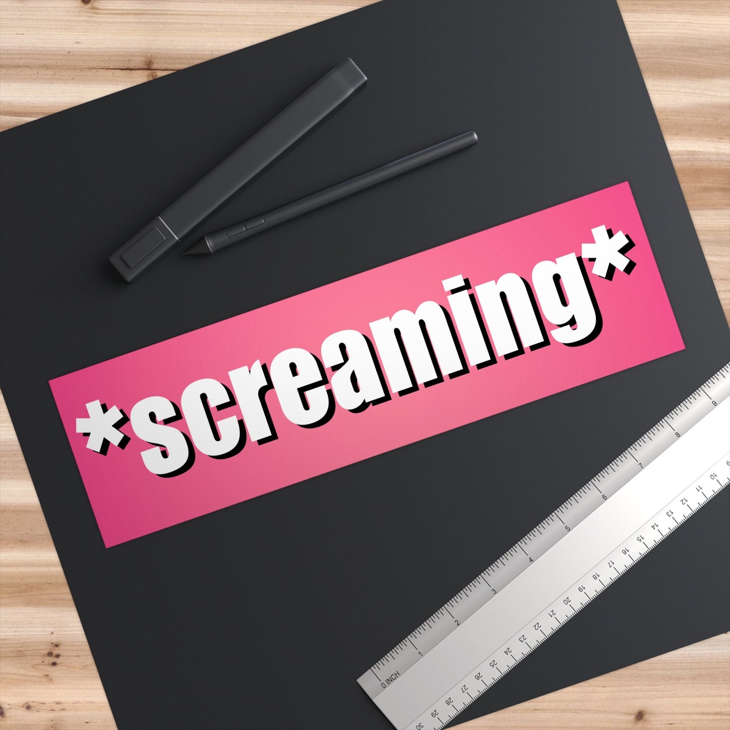 Screaming Meme Bumper Sticker, Pink Car Decor