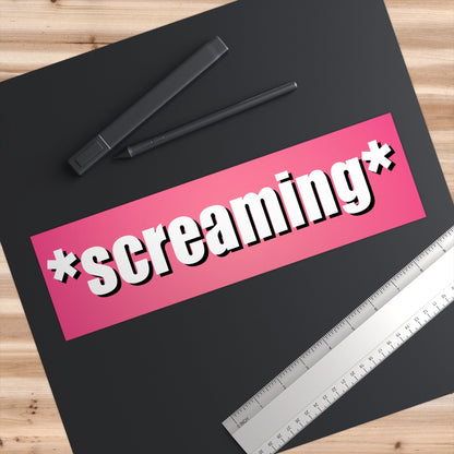 Screaming Meme Bumper Sticker, Pink Car Decor