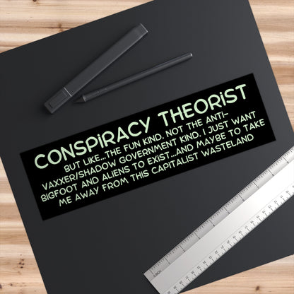 Conspiracy Theory Bumper Sticker, Bigfoot Car Decal, I Brake for Cryptids
