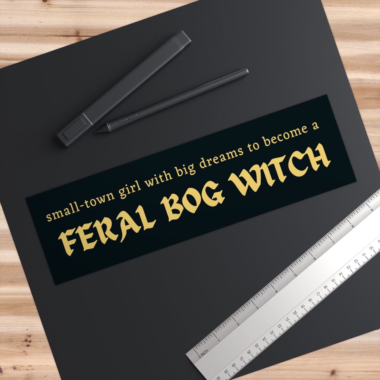 Feral Bog Witch Bumper Sticker, Funny Fantasy Car Decal
