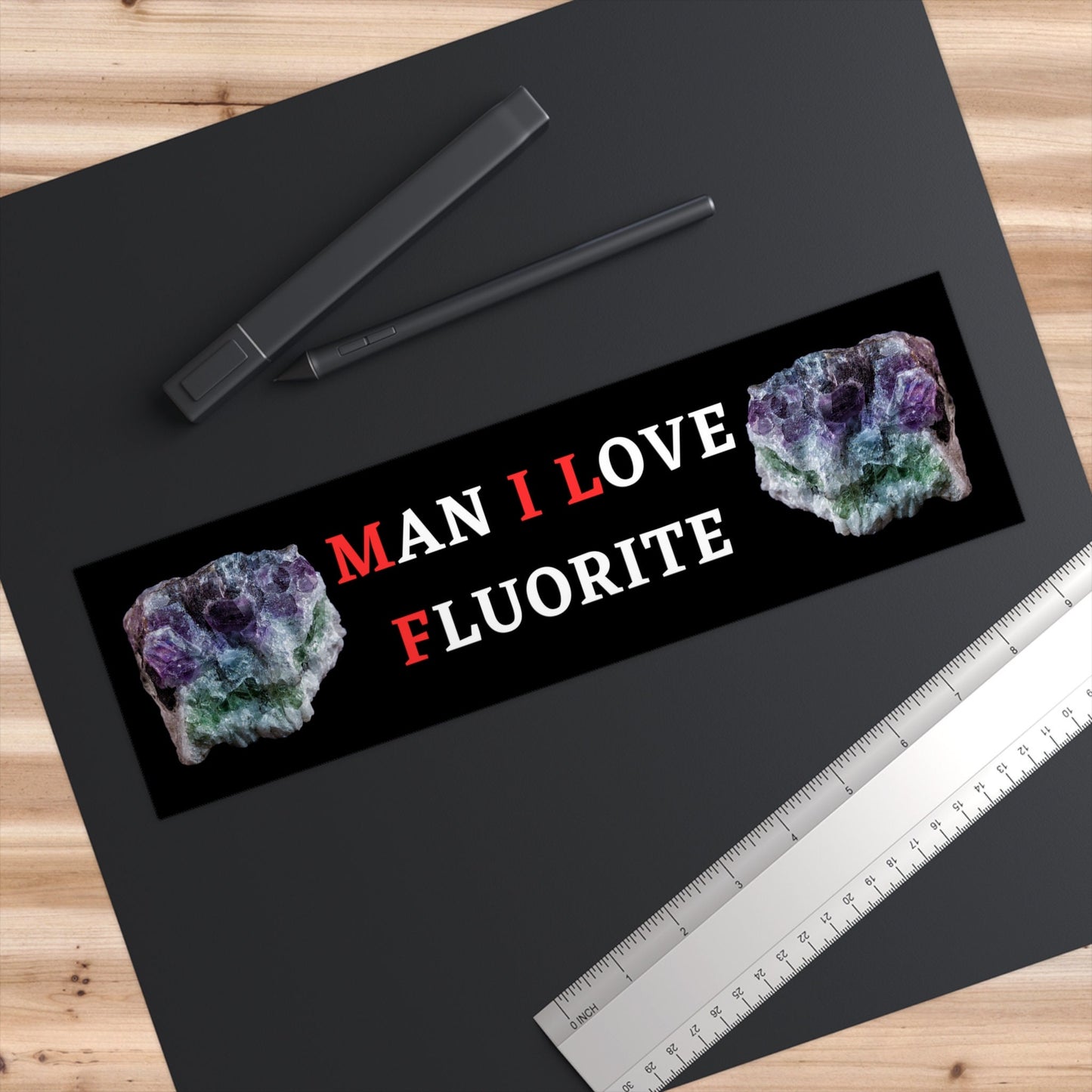 Funny Fluorite Bumper Sticker: I Brake for Rocks, Geology Gift