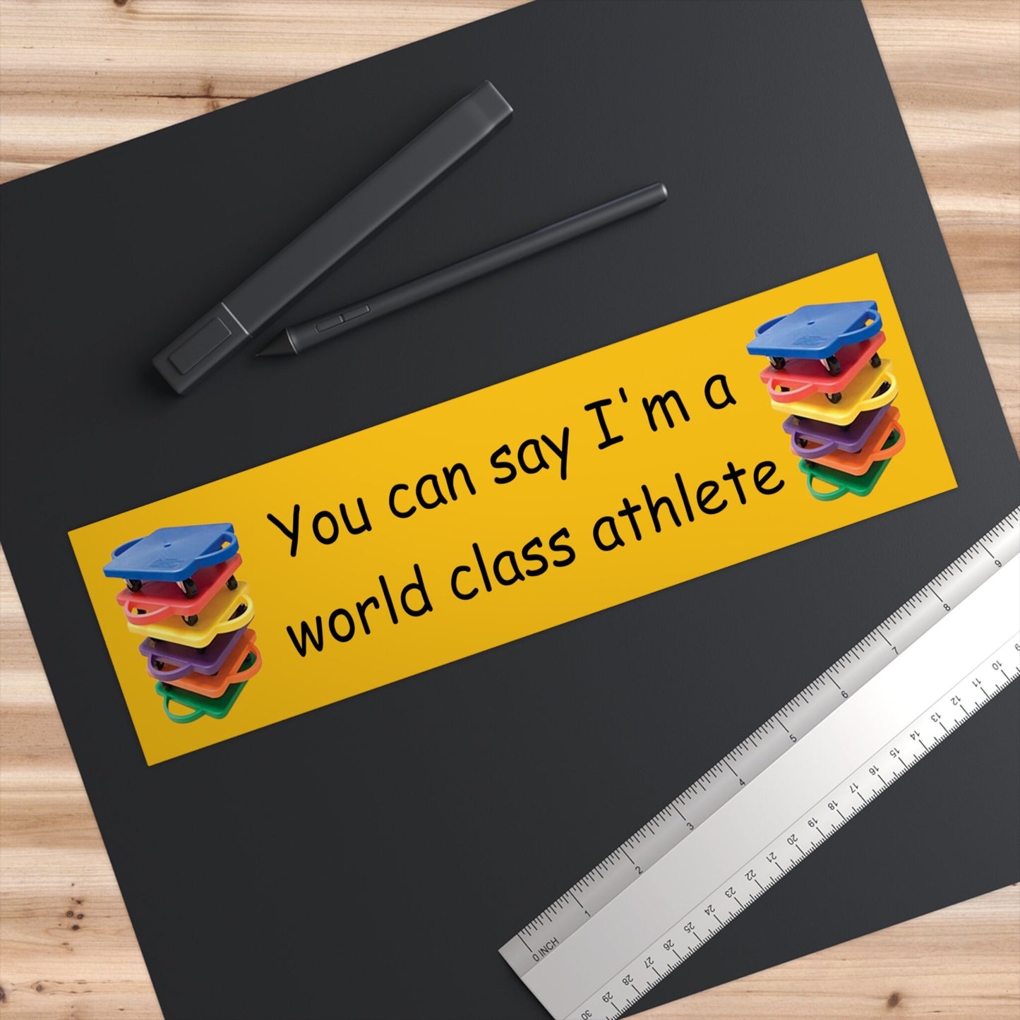 Gym Scooter Athlete Bumper Sticker, Funny Car Decal