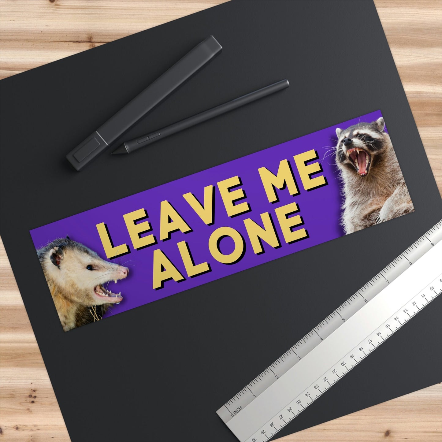 Leave Me Alone Bumper Sticker, Funny Raccoon & Opossum, Waterproof Vinyl