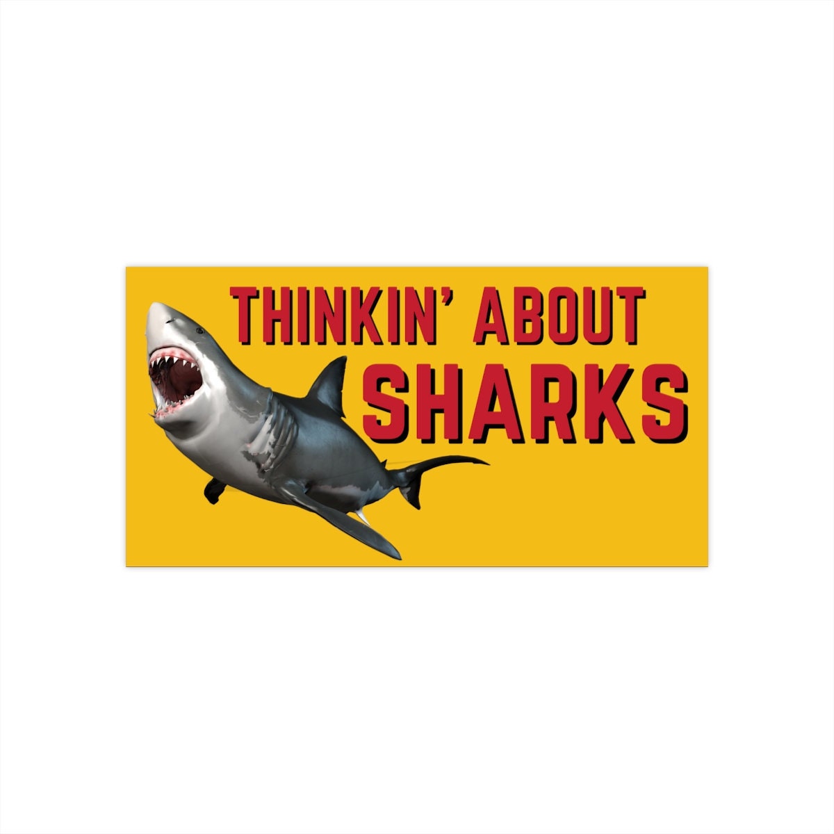 Thinking About Sharks Bumper Sticker, Weird Meme Gift