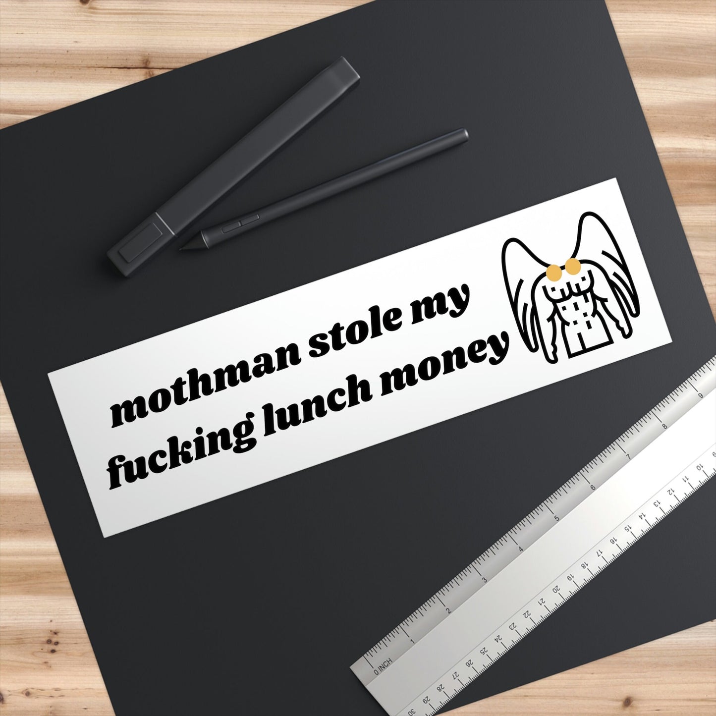 Mothman Stole My Lunch Money Bumper Sticker, Cryptid Meme