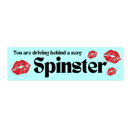 Funny "Sexy Spinster" Bumper Sticker, Novelty Car Decal