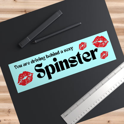 Funny "Sexy Spinster" Bumper Sticker, Novelty Car Decal