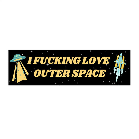 I Love Space Bumper Sticker, Funny Car Decal