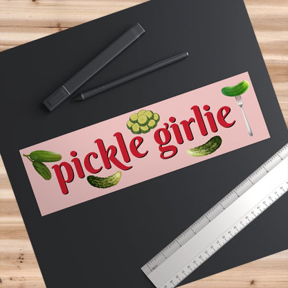 Pickle Girly Bumper Sticker, Waterproof Vinyl, Funny Car Decal