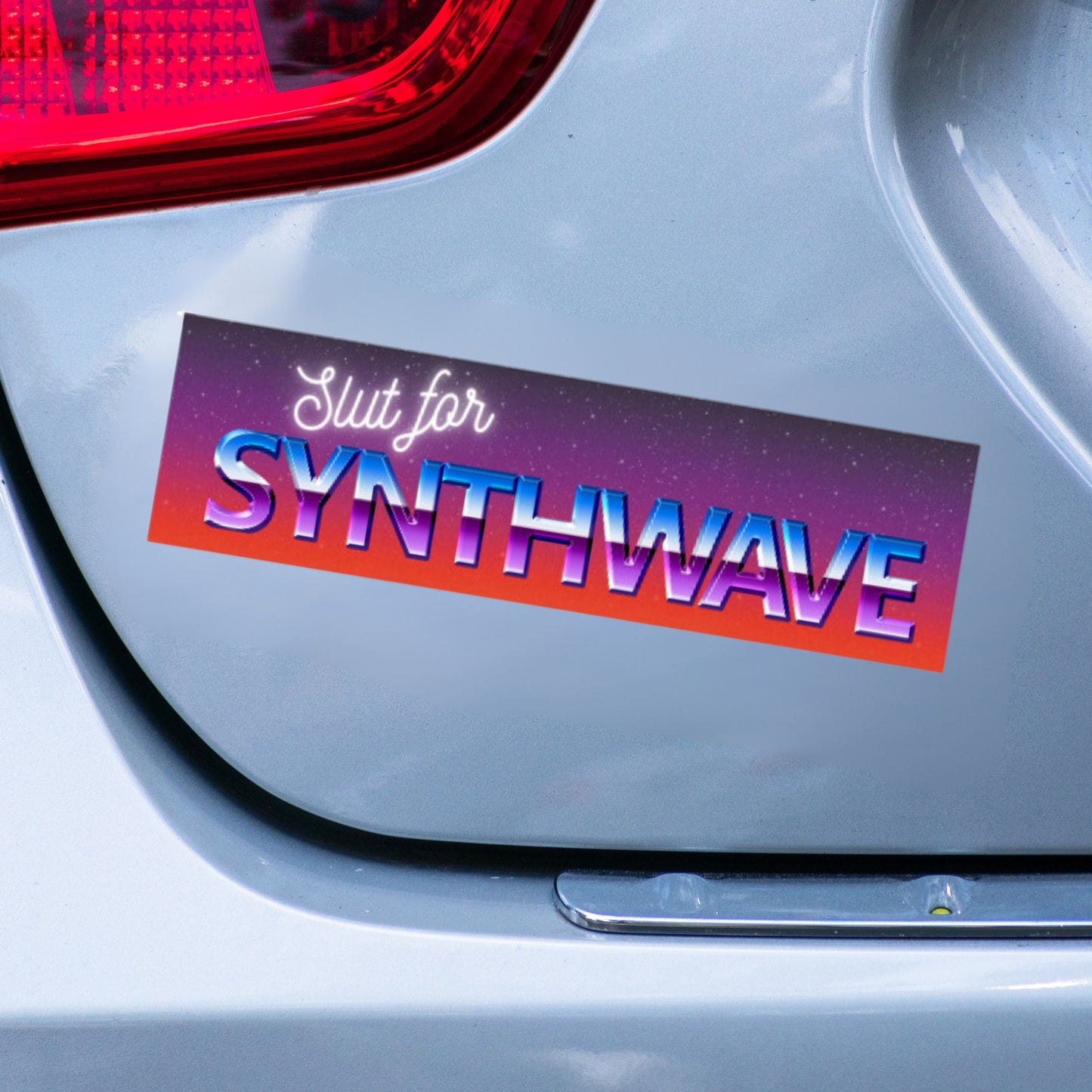 Synthwave Bumper Sticker: Retro Cyber Car Decal