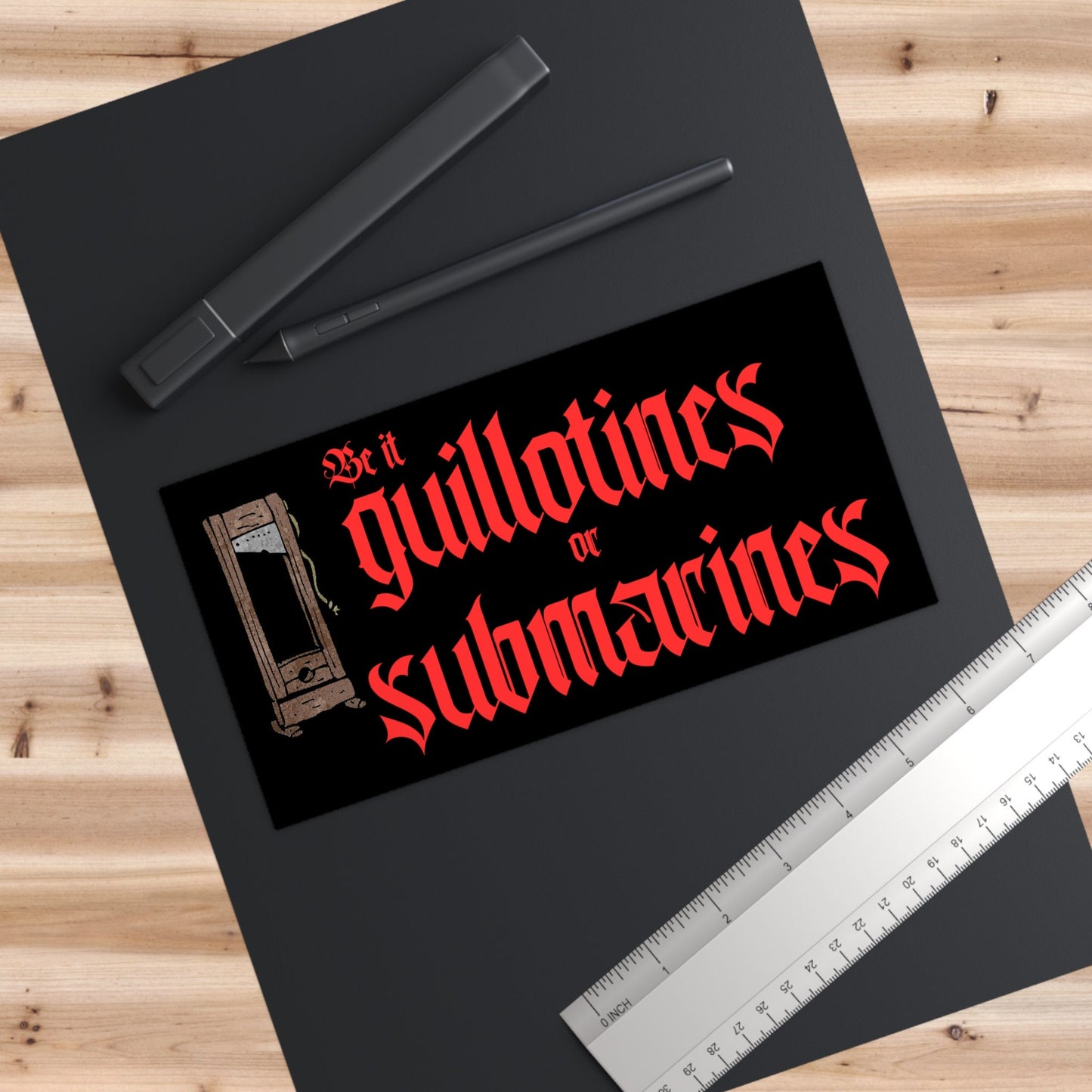 Eat the Rich Bumper Sticker, Guillotines or Submarines, Waterproof Vinyl
