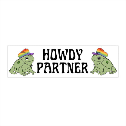 Howdy Partner Frog Bumper Sticker | Funny Western Vinyl