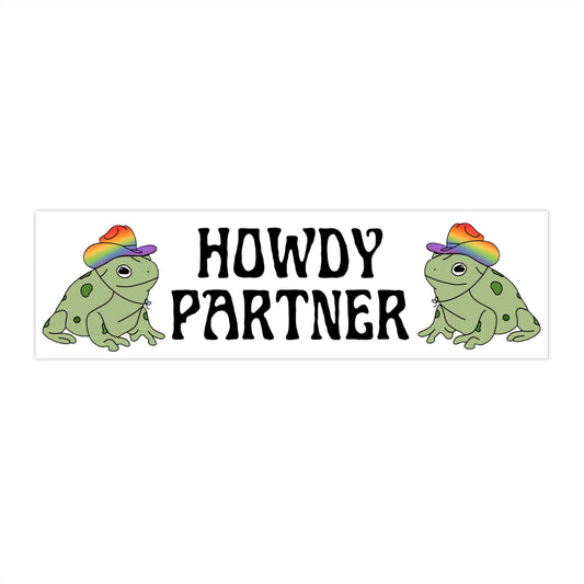 Howdy Partner Frog Bumper Sticker | Funny Western Vinyl
