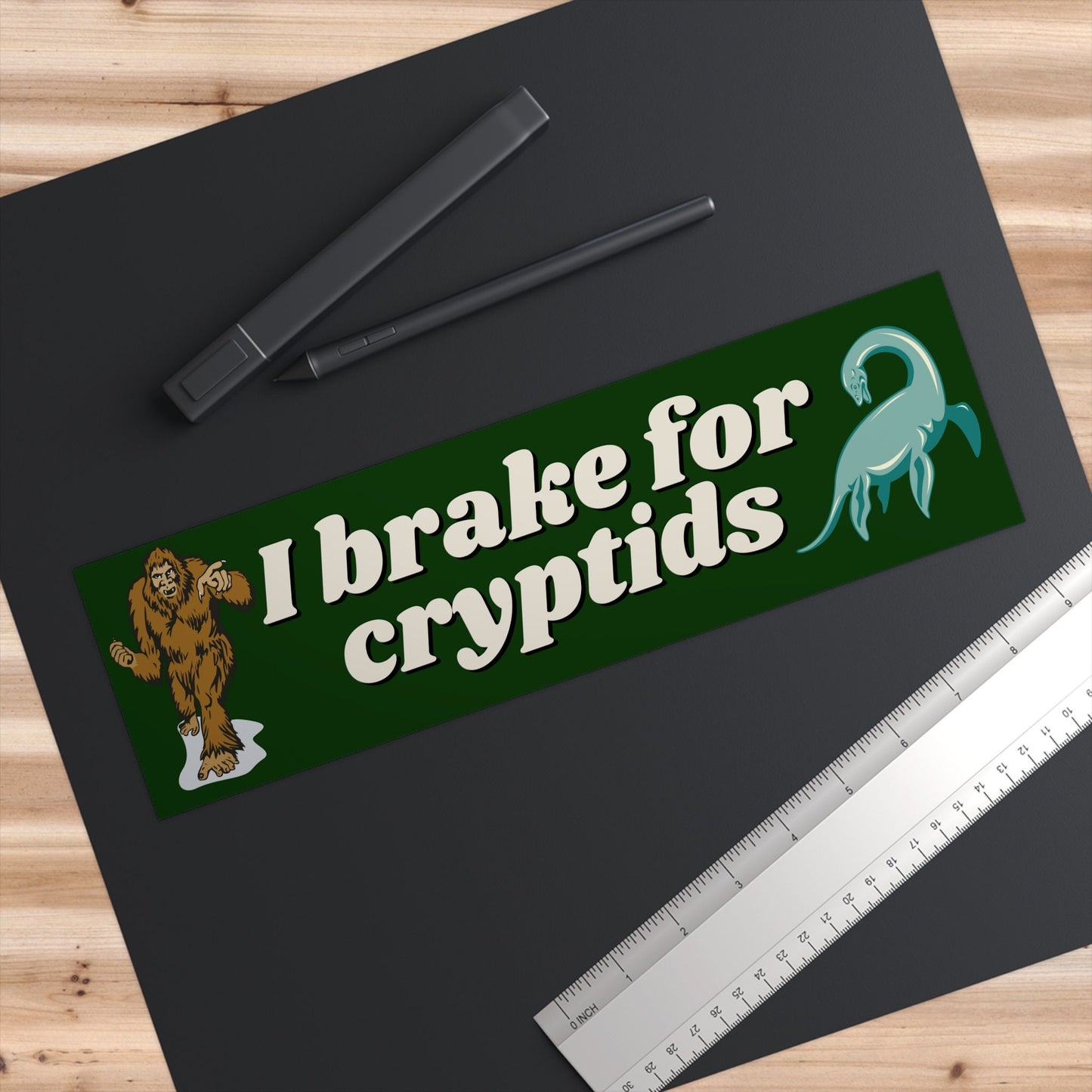 I Brake for Cryptids Bumper Sticker, Bigfoot, Loch Ness Monster