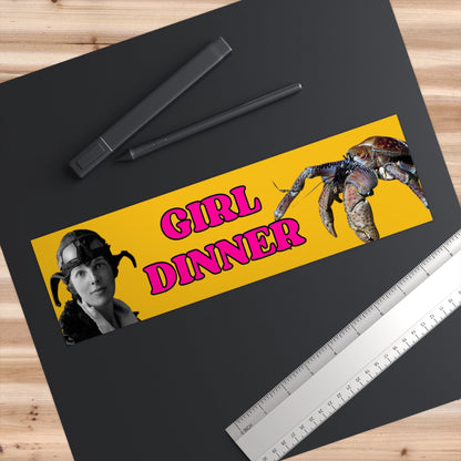 Girl Dinner Vinyl Bumper Sticker, Funny Car Decal